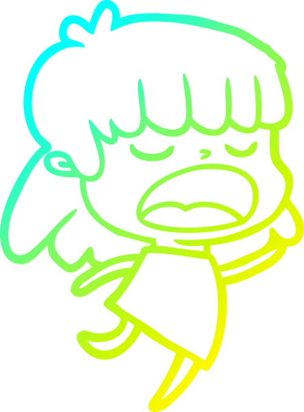 Bir insan tarafından yüksek sesle çizilmiş bir karikatür kadın çizimi.