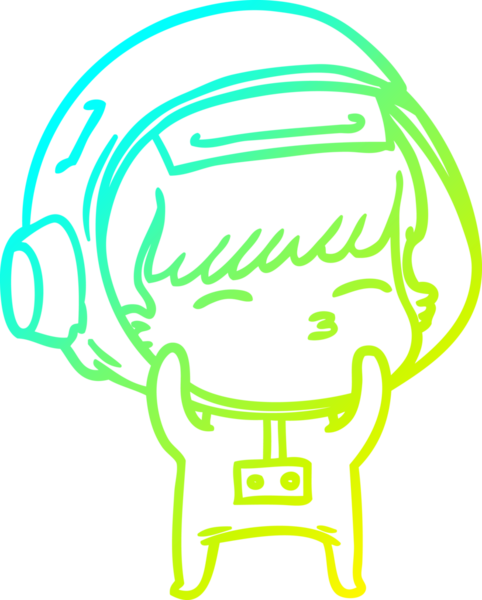 Bir insan tarafından çizilmiş soğuk gradyan çizgi çizimi meraklı bir astronot.