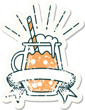 Bir insan tarafından çizilmiş dövmeli zencefilli biranın eski bir çıkartması.