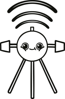 Bir insan tarafından çizilmiş bir uydu karikatürü.