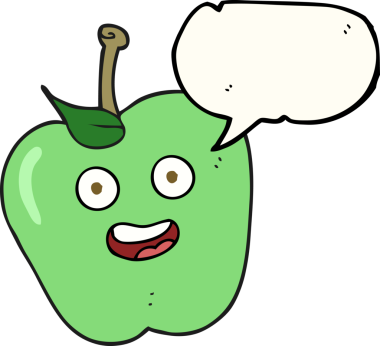 Bir insan tarafından çizilmiş serbest konuşma balonu çizgi film elması