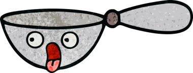 Bir insan tarafından çizilmiş bir kaşık retro grunge desen karikatürü.