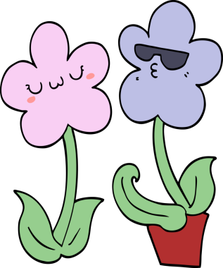 Bir insan tarafından çizilmiş sevimli karikatür çiçeği.