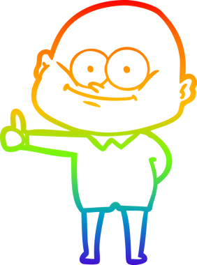 Gökkuşağı gradyan çizgi çizimi bir insan tarafından çizilmiş kel bir adamın çizimi