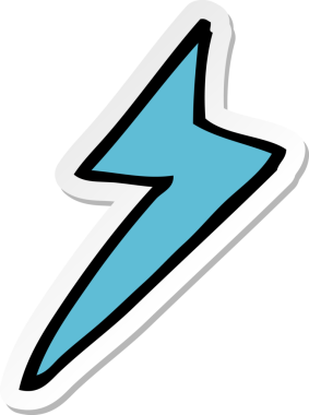 Bir insan tarafından çizilmiş karikatür yıldırım sembolü çıkartması.