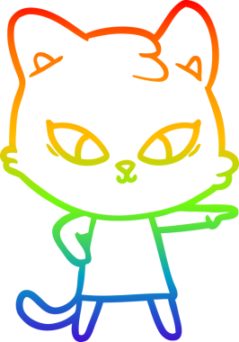 Gökkuşağı gradyan çizgisi bir insan tarafından çizilmiş şirin bir çizgi kedi çizimi