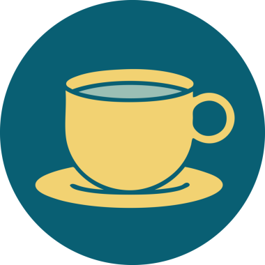 Bir insan tarafından çizilmiş bir fincan kahvenin ikonik dövme şekli.