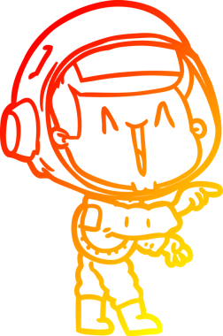 Bir insan tarafından çizilmiş mutlu bir astronotun sıcak çizgi çizimi