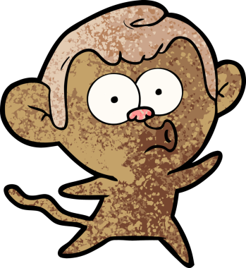 Bir insan tarafından çizilmiş, şaşırmış maymun çizgi filmi.