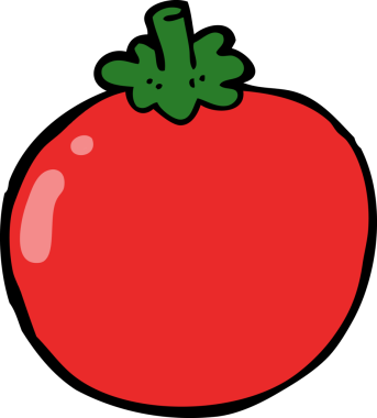 Bir insan tarafından çizilmiş domates çizgi filmi.