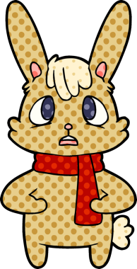 Bir insan tarafından çizilmiş endişeli çizgi film tavşanı