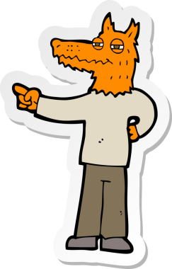 Bir insan tarafından çizilmiş tilki adamın çizdiği karikatür çıkartması.