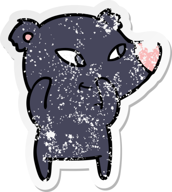 Bir insan tarafından çizilmiş şirin bir ayının sıkıntılı çıkartması.