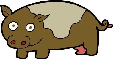 Bir insan tarafından çizilmiş çizgi film domuzu.