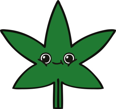 Bir insan tarafından çizilmiş marihuana yaprağı karikatürü.