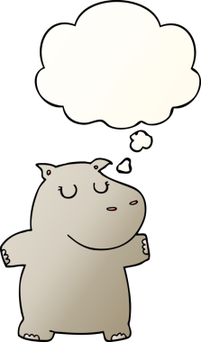 Bir insan tarafından çizilmiş, düşünce baloncuklu çizgi film hipopotamları.