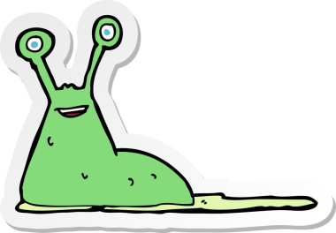 Bir insan tarafından çizilmiş karikatür sümüklü böceği çıkartması.