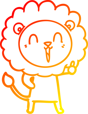 Bir insan tarafından çizilmiş gülen aslan karikatürü.