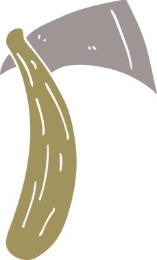 Bir insan tarafından çizilmiş keskin bir balta.