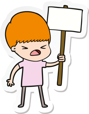 Bir insan tarafından çizilmiş bir karikatür çıkartması.