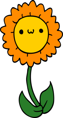 Bir insan tarafından çizilmiş karikatür çiçeği