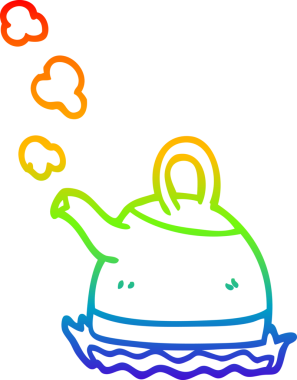 Bir insan tarafından çizilmiş karikatür bir çaydanlığın çizimi.