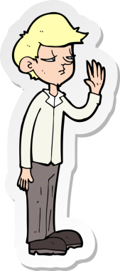 Bir insan tarafından çizilmiş kibirli bir çocuğun çıkartması.