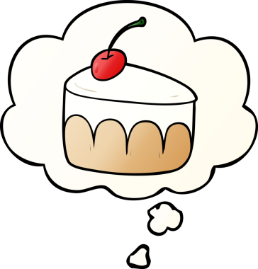 Düşünce baloncuklu karikatür tatlısı bir insan tarafından çizilmiş.