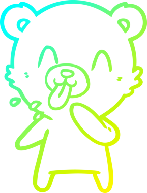 Bir insan tarafından çizilmiş dilden çıkmış kaba bir kutup ayısının soğuk çizgi çizimi.