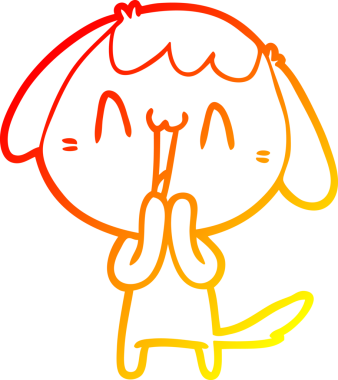 Bir insan tarafından çizilmiş sevimli bir köpeğin sıcak çizgi çizgisi.