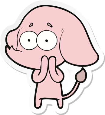 Bir insan tarafından çizilmiş belirsiz bir filin çıkartması.