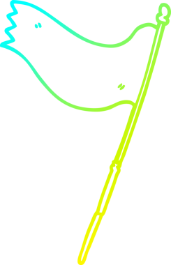 Bir insan tarafından çizilen mavi bayrağın soğuk gradyan çizgisi