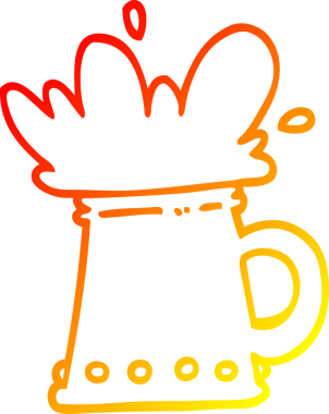 Bir insan tarafından çizilmiş bira karikatürünün sıcak gradyan çizimi