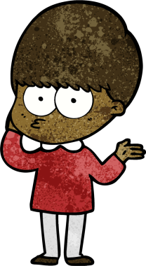 Bir insan tarafından çizilmiş tuhaf çizgi film çocuğu.