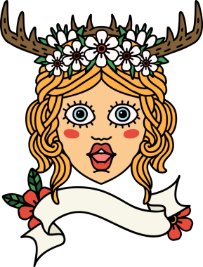 Bir insan tarafından çizilmiş Retro Dövme Tarzı İnsan Druidi