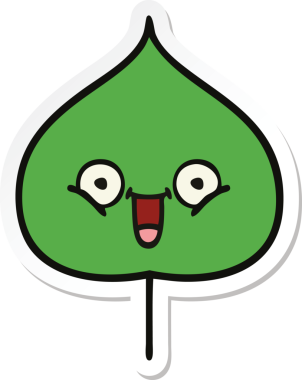 Bir insan tarafından çizilmiş sevimli bir çizgi film yaprağının çıkartması.