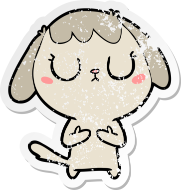 Bir insan tarafından çizilmiş şirin bir köpeğin sıkıntılı çıkartması.