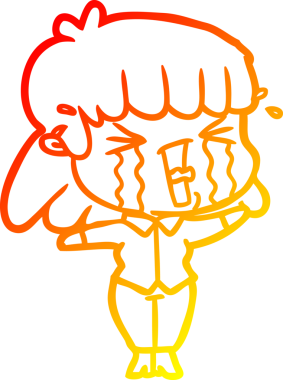 Bir insan tarafından çizilmiş göz yaşları içindeki çizgi film kadını çizimi.