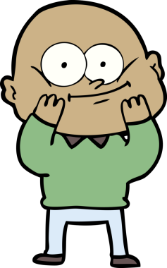 Bir insan tarafından çizilmiş kel bir adam.