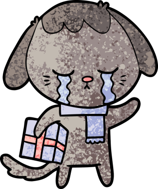 Bir insan tarafından çizilmiş ağlayan bir köpek.