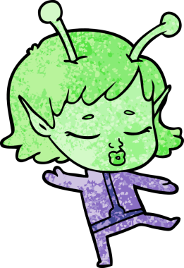 Bir insan tarafından çizilmiş uzaylı kız.