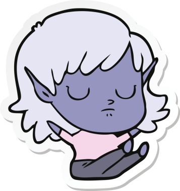 Bir insan tarafından çizilmiş bir elf kızının çıkartması.