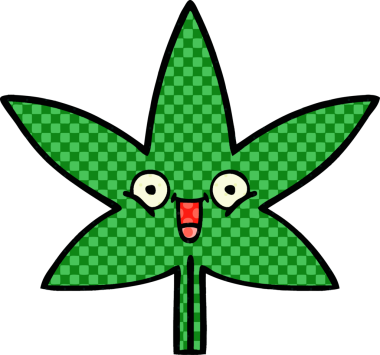 Bir insan tarafından çizilmiş marihuana yaprağının karikatürü.