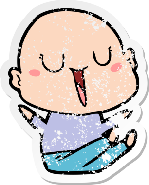 Bir insan tarafından çizilmiş mutlu, kel bir adamın sıkıntılı çıkartması.