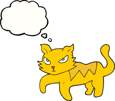 Bir insan tarafından çizilmiş serbest çizim baloncuk çizgi film kedisi.