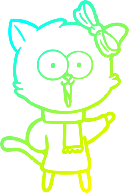 Bir insan tarafından çizilen çizgi film kedisinin soğuk gradyan çizgisi.