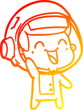 Bir insan tarafından çizilmiş mutlu bir astronotun sıcak çizgi çizimi