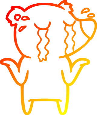 Bir insan tarafından çizilmiş ağlayan bir ayının sıcak çizgi çizimi