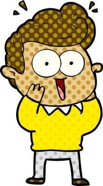 Bir insan tarafından çizilmiş heyecanlı bir çizgi film.