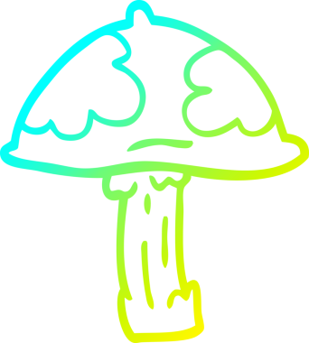 Bir insan tarafından çizilmiş vahşi bir mantarın soğuk gradyan çizimi